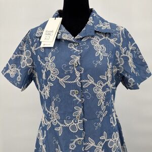 LA PICCOLA CREATIVA Made In Italy Short Sleeve Embroidered Maxi Dress Size M New